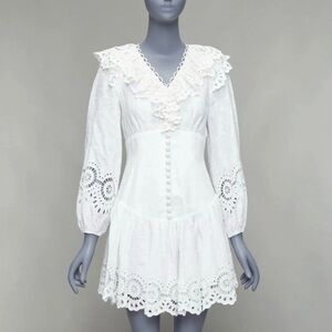 Zimmermann Bellitude White Linen Lace Dress size 2 Medium US 8